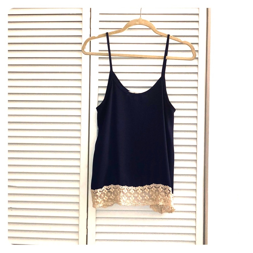 Navy blue, crochet top